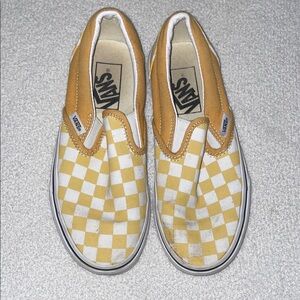 Vans Yellow and White Checkerboard Slip-On Sneakers size 5 women